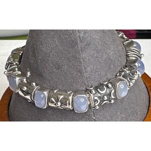 Deborah Armstrong DAC Sterling Silver Blue Chalcedony Gemstone Bracelet 925 Boho